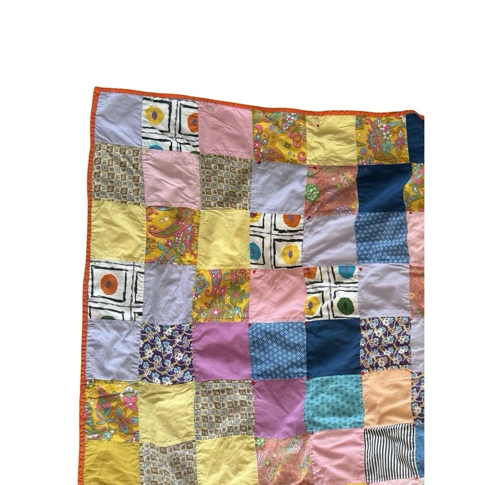 Rustic‎ Homespun Antique Quilt Large Patterned Cotton Fabric textile 73